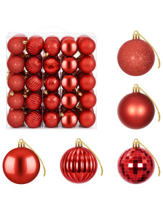 Set di Palline di Natale 75 pz Rosso 6 cm Polistirolo