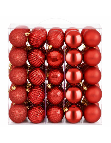 Set di Palline di Natale 75 pz Rosso 6 cm Polistirolo