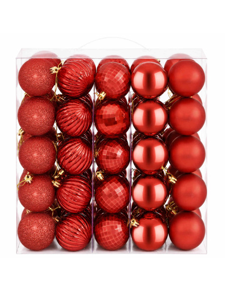 Set di Palline di Natale 75 pz Rosso 6 cm Polistirolo