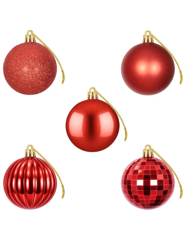 Set di Palline di Natale 75 pz Rosso 6 cm Polistirolo