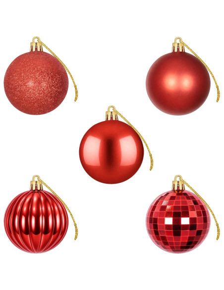 Set di Palline di Natale 75 pz Rosso 6 cm Polistirolo
