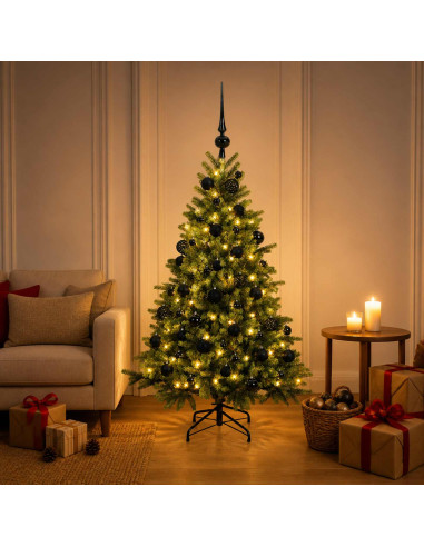 Albero di Natale artificiale con palline 150 cm 150 LED