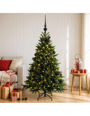 Albero di Natale artificiale con palline 150 cm 150 LED