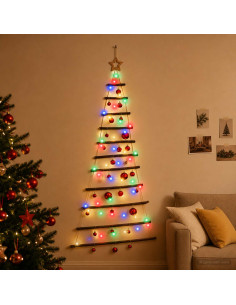 Albero di Natale appeso con palle 150 cm 80 LED Multicolore