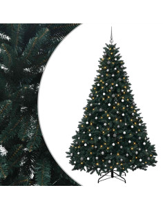 Albero di Natale artificiale verde scuro con palline 270 cm
