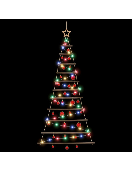Albero di Natale appeso con palle 150 cm 80 LED Multicolore