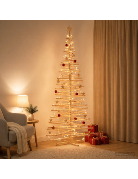 Albero di Natale in legno KOTKA 240 cm Legno Massello di Pino