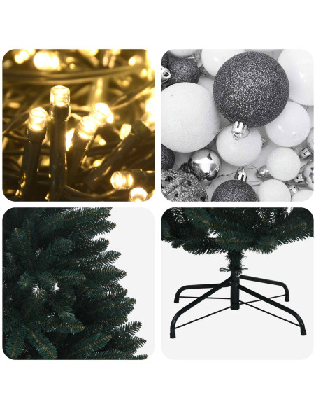 Albero di Natale artificiale verde scuro con palline 270 cm