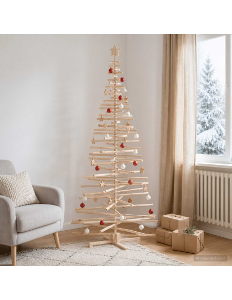 Albero di Natale in legno KOTKA 240 cm Legno Massello di Pino
