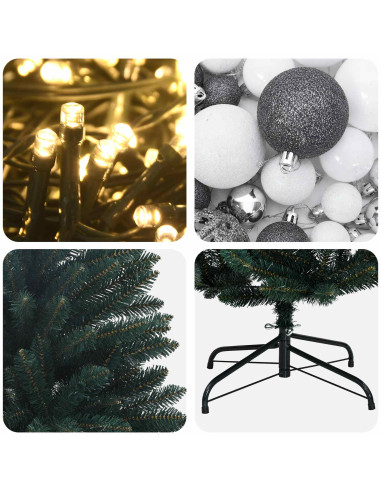 Albero di Natale artificiale verde scuro con palline 270 cm