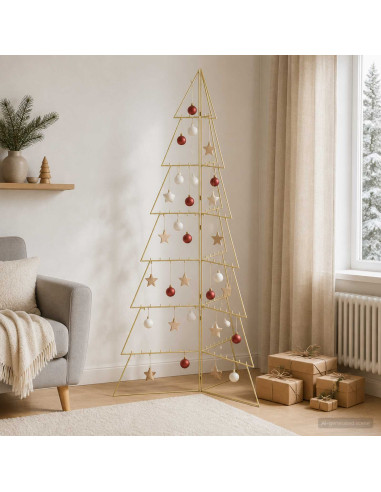 Albero di Natale in metallo KUOPIO 210 cm Acciaio Oro