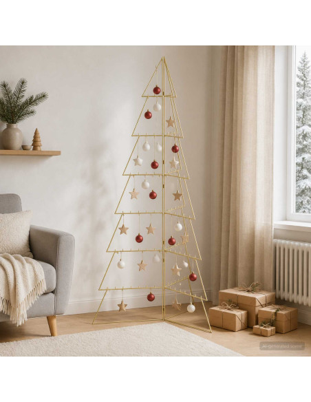 Albero di Natale in metallo KUOPIO 210 cm Acciaio Oro