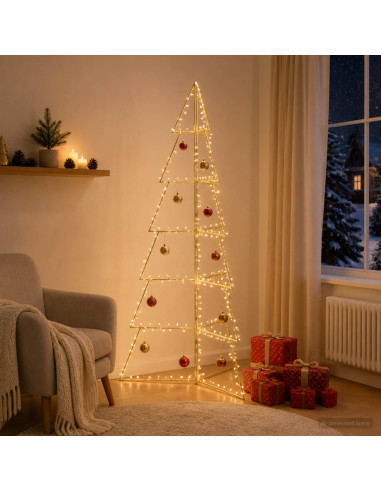 Albero di Natale in metallo KUOPIO 210 cm Acciaio Oro