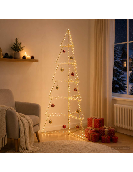 Albero di Natale in metallo KUOPIO 210 cm Acciaio Oro