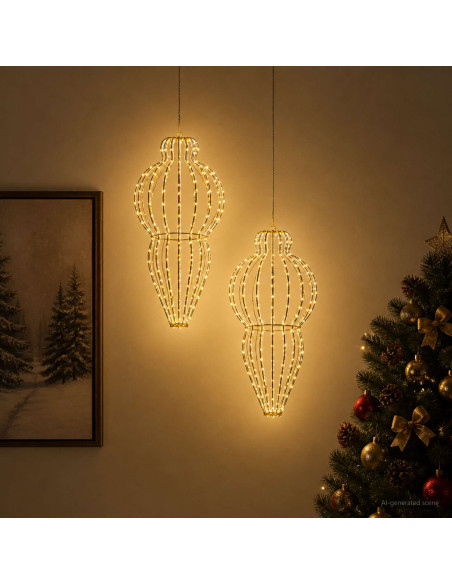Luce a punta di Natale 2 pz 640 LED Bianco caldo