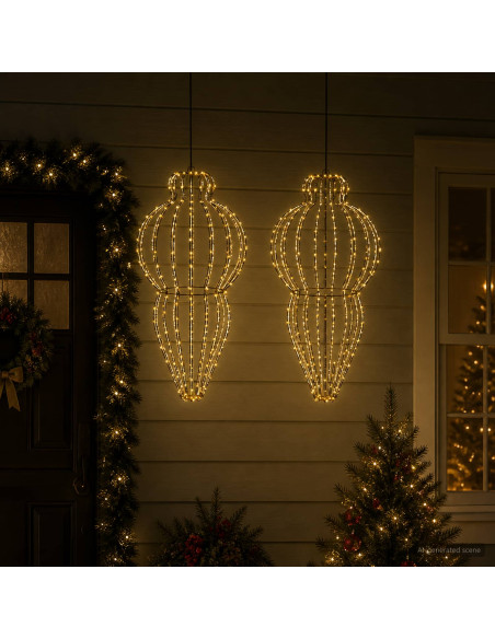 Luce a punta di Natale 2 pz 640 LED Bianco caldo