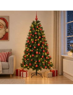 Albero di Natale artificiale con palline 180 cm 300 LED