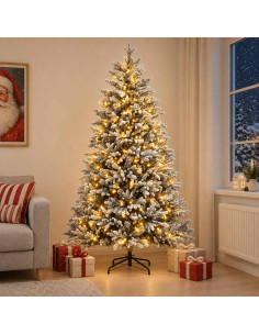 Albero di Natale Artificiale con Rami Pieghevoli 210 cm 300 LED