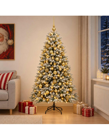 Albero di Natale Artificiale con Palline 180 cm 300 LED