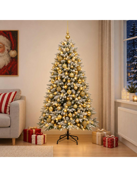 Albero di Natale Artificiale con Palline 180 cm 300 LED