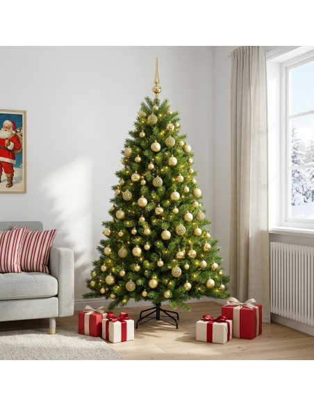Albero di Natale Artificiale con Palline 240 cm 300 LED