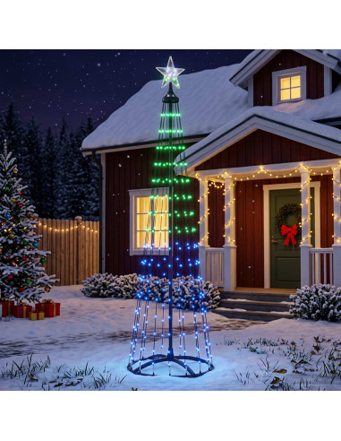 Albero di Natale a cono LED 180 cm 250 LED Multicolore Acciaio