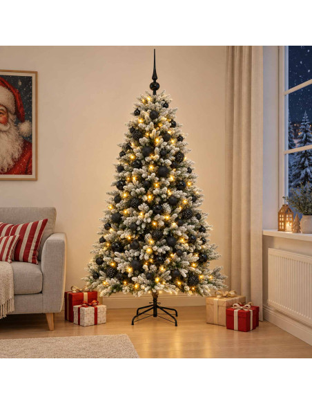 Albero di Natale Artificiale con Palline 210 cm 300 LED