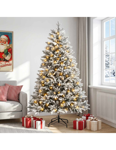 Albero di Natale Artificiale con Rami Pieghevoli 180 cm 300 LED