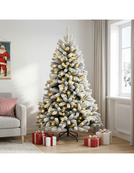 Albero di Natale Artificiale con Rami Pieghevoli 180 cm 300 LED