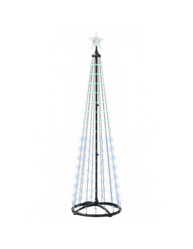 Albero di Natale a cono LED 180 cm 250 LED Multicolore Acciaio