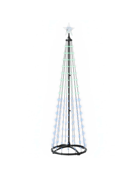 Albero di Natale a cono LED 180 cm 250 LED Multicolore Acciaio