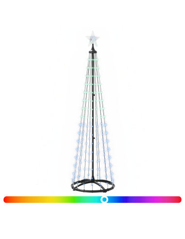 Albero di Natale a cono LED 180 cm 250 LED Multicolore Acciaio