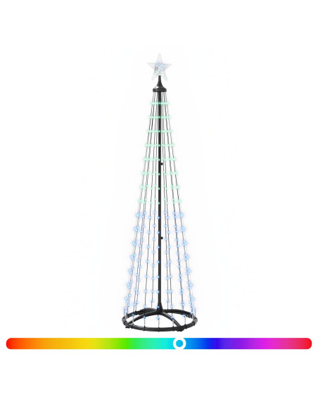 Albero di Natale a cono LED 180 cm 250 LED Multicolore Acciaio