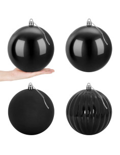 Set di palline di Natale XXL 4 pz Nero Ø 20 cm Plastica 2