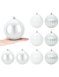 Set di palline di Natale XL 9 pz Bianco Ø 15 cm Plastica 2