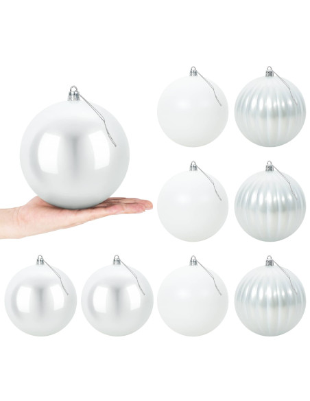 Set di palline di Natale XL 9 pz Bianco Ø 15 cm Plastica
