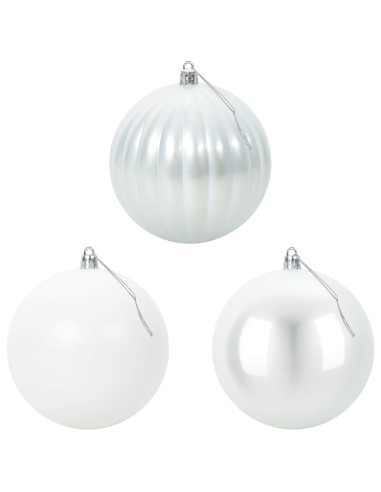 Set di palline di Natale XL 9 pz Bianco Ø 15 cm Plastica