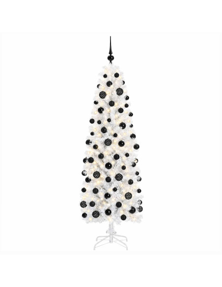 Albero di Natale Artificiale Slim con Palline 210 cm 300 LED