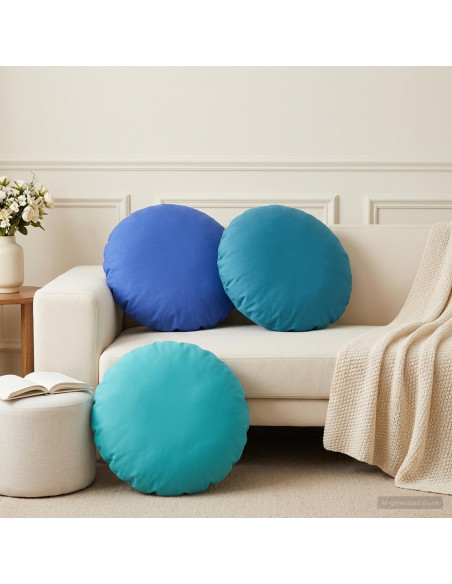 Cuscino 6 pz HEERLEN Azzurro Ø 50 cm Poliestere