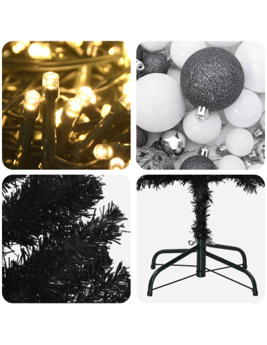Albero di Natale Artificiale Slim con Palline 180 cm 300 LED