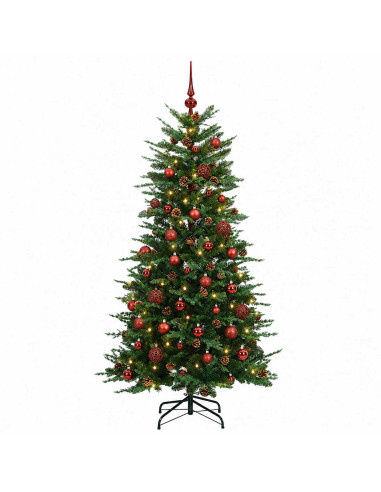 Albero di Natale Artificiale con Rami Pieghevoli 150 cm 150 LED