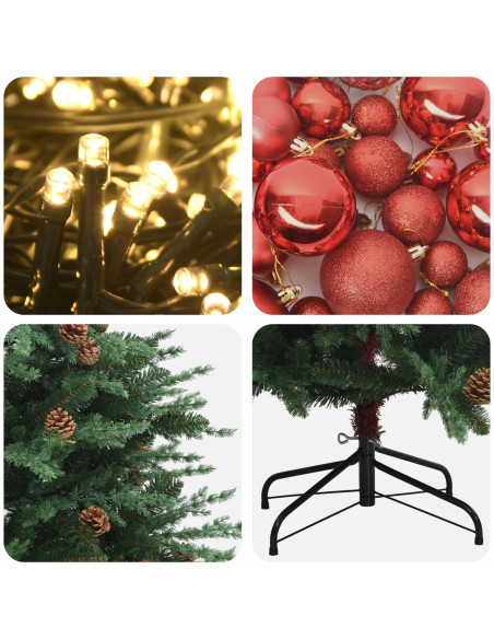 Albero di Natale Artificiale con Rami Pieghevoli 150 cm 150 LED