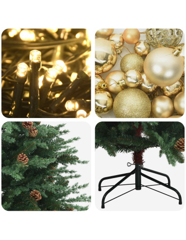 Albero di Natale Artificiale con Rami Pieghevoli 150 cm 150 LED