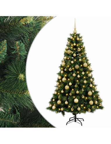 Albero di Natale artificiale con palline 210 cm 300 LED