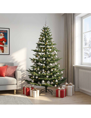 Albero di Natale artificiale con palline 210 cm 300 LED