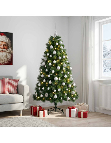 Albero di Natale artificiale con palline 180 cm 300 LED
