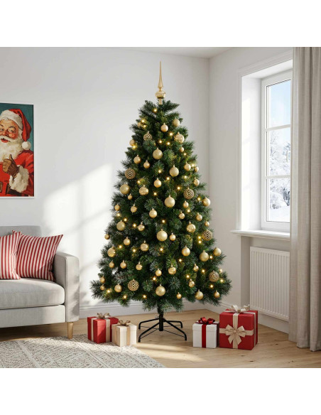 Albero di Natale artificiale con palline 180 cm 300 LED
