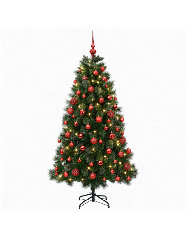 Albero di Natale artificiale con palline 210 cm 300 LED