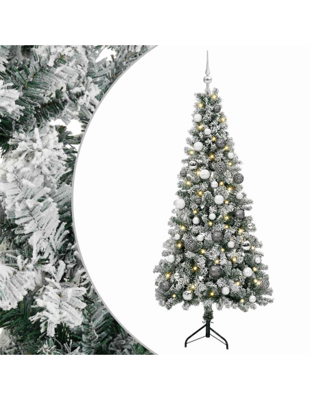 Albero di Natale artificiale con palline 150 cm 150 LED