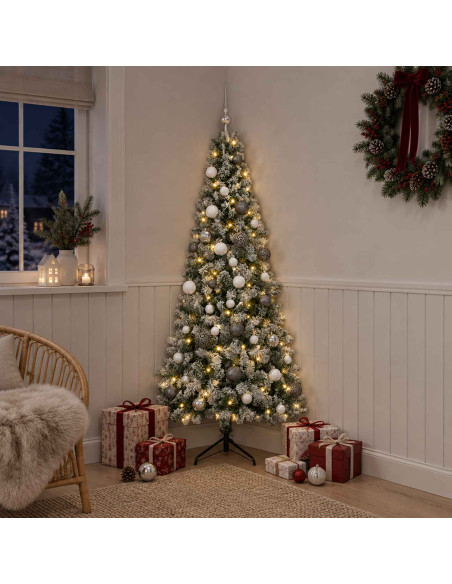 Albero di Natale artificiale con palline 150 cm 150 LED